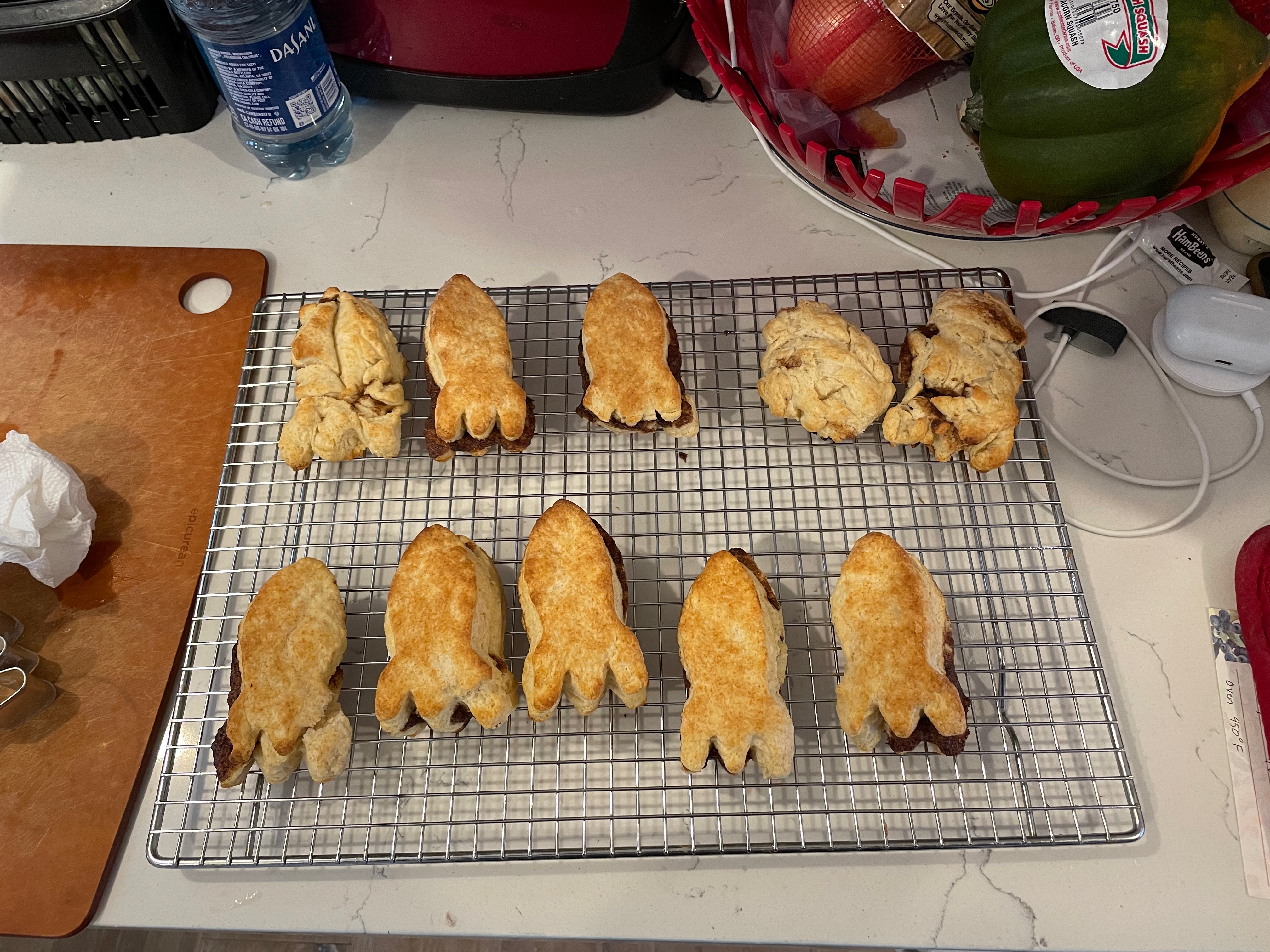 Rocket shaped biscuits.
